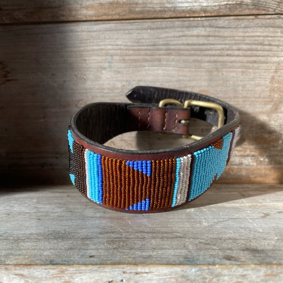 Vintage Artisan Tribal Hand Beaded Dog Collar - Picture 10 of 15